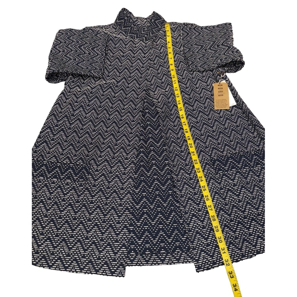 NEW La Blend Mandarin Open Jacket Sz‎ M Navy White 3/4 Sleeve Reversible Pockets - Picture 7 of 12